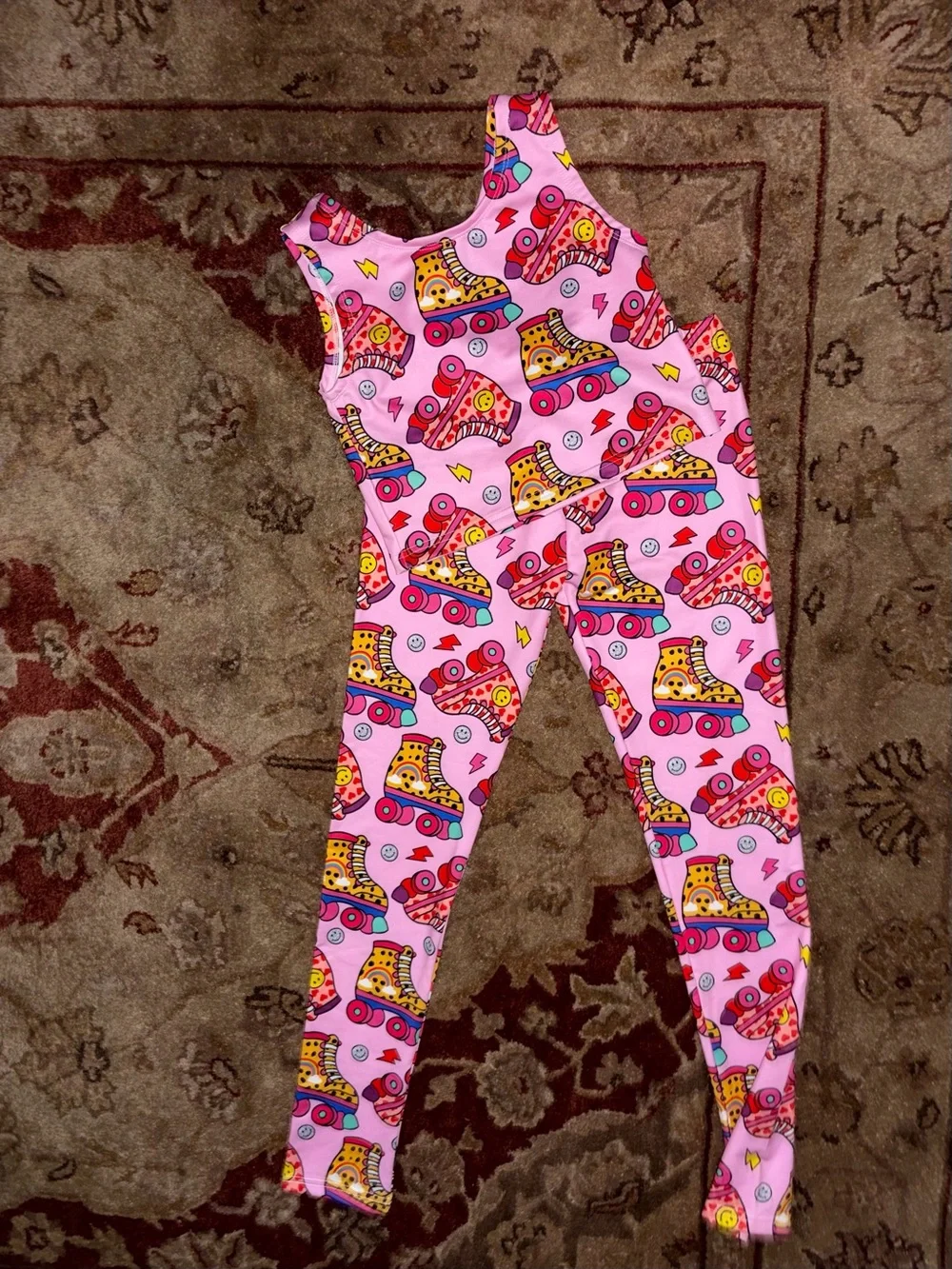 Lola + The Boys Roller Skate 2 Piece Crop Top Leggings Set Girls Size 12
